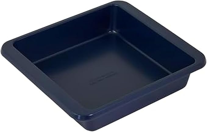 KitchenAid Nonstick Swiss Engineered Aluminized Steel Square Cake Pan, Dishwasher Safe, Ink Blue, 9 Inch