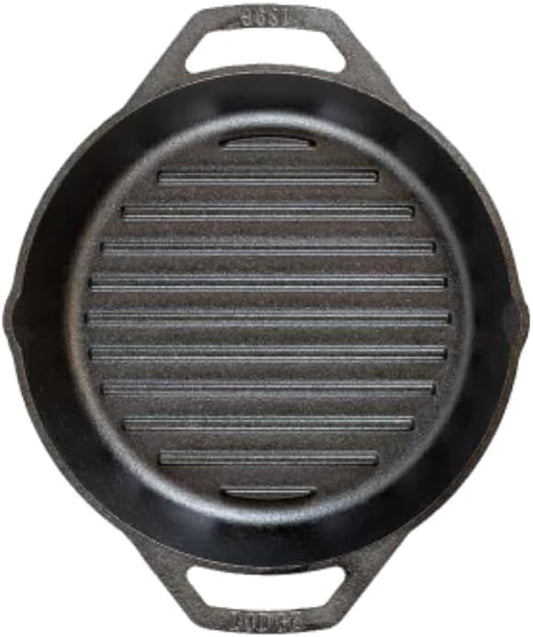 Lodge 10.25" Cast Iron Dual Handle Grill Pan, Black