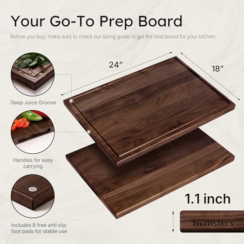 24'' Luxury American Black Walnut Wood Cutting Boards for Kitchen Large