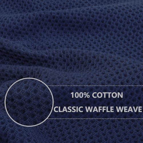 Homaxy 100% Cotton Waffle Weave Kitchen Dish Cloths 8-Pack, Dark Navy