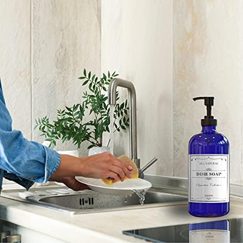 Sunrise Premium Cobalt Blue Glass Soap Dispenser with Pump, 2 Pack