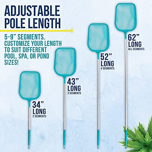 U.S. Pool Supply Swimming Pool 5 Foot Total Length Leaf Skimmer Net with