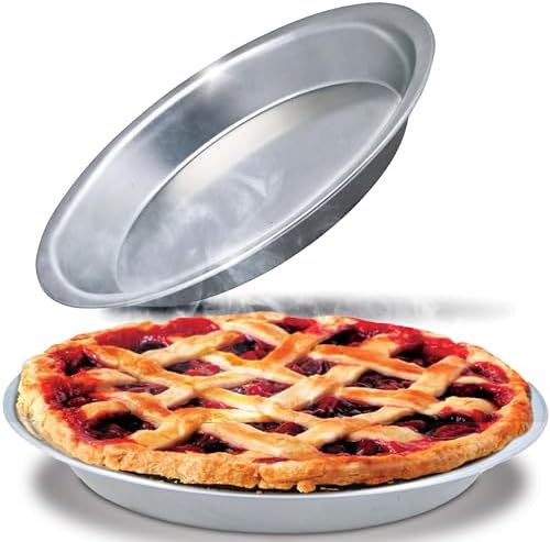 Stock Your Home 9 Inch Aluminum Pie Pans (2 Pack) - Silver Tin for Baking, 9" x 1 1/4" Oven Safe Dish for Crumbles or Cake