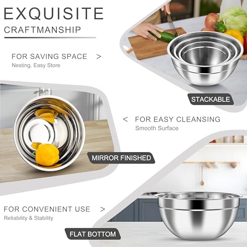HaWare Mixing Bowls with Airtight Clear Lids, 6-Piece Nesting Bowls Set