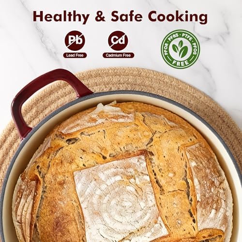 SENSARTE 3.5QT Enameled Cast Iron Dutch Oven Pot with Lid&Cotton Potholders