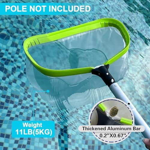 Pool Net,Professional Ultra Fine Mesh Pool Leaf Skimmer Nets for Silt, Sand,Pollen Debris Cleaning with Super Extra Fine Nylon Deep Bag,Heavy Duty Aluminum Frame & Handle Rake(Pole Not Included)