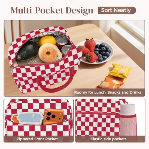 DALINDA Corduroy Lunch Bag Lunch Box for Women Men,Cute Insulated Lunch Bags,Water-Resistant Cute Cooler Lunch Tote Bag, Reusable LunchBox Large Capacity for Work Travel Picnic