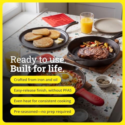 Lodge Cast Iron 7-Piece Set, PFAS-Free Pre-Seasoned Kitchen Essentials