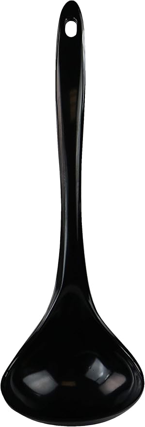 Reston Lloyd Melamine Soup Ladle Kitchen Utensil, Premium Quality Utensil with Heat Resistant Ergonomic Handle, Durable BPA-Free Plastic, 10.5 inch long, 6pc Set, Black