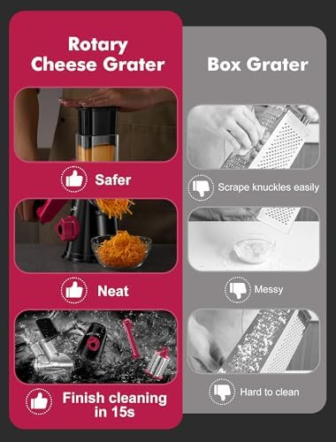 GDL Cheese Grater Hand Crank, Rotary Cheese shredder, Vegetable Slicer