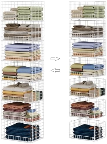 Yociyoga 7-Tier Stackable Closet Organizers and Storage Shelves, Foldable Closet Shelf Organizer System, Stackable Storage Bins Drawers for Closet Organizer System, White（Patent No. 30022416）