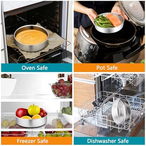 P&P CHEF 5 Inch Cake Pan Set of 4, Stainless Steel Round Cake Pans Tins
