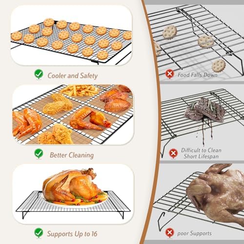 Cooling Racks for Cooking and Baking, 3-Tier 17" x 11" Stackable