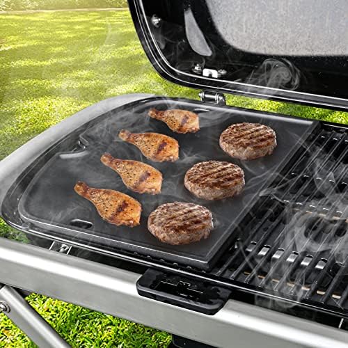 Uniflasy 7034 Cast Iron Griddle Plate for Weber Traveler 9010001 Gas Grill