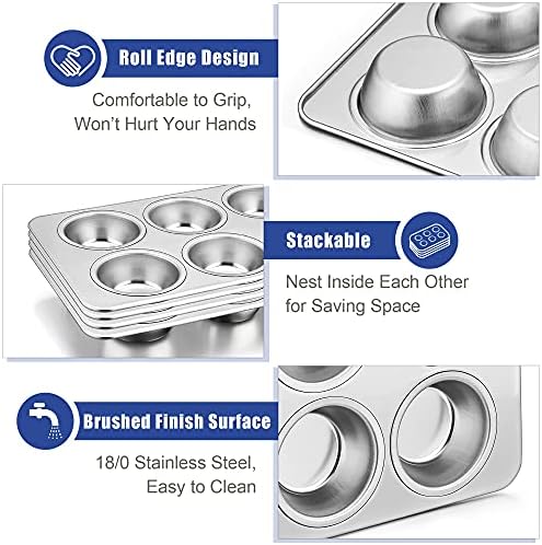 TeamFar Muffin Pan Set of 4, 6 Cup Muffin Tins Pans For Baking