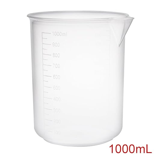 uxcell Measuring Cup 1000ml PP Plastic Graduated Beaker Transparent for Lab Kitchen Liquids 3pcs
