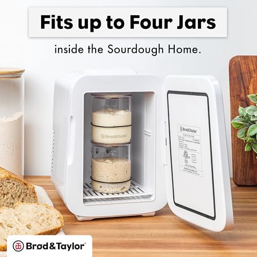 Brod & Taylor Small Sourdough Starter Jar (12oz) Less Discard Waste, 100% Dishwasher Safe, Measurement Markings, and Height Marker (Durable Glass Jar, BPA-Free)