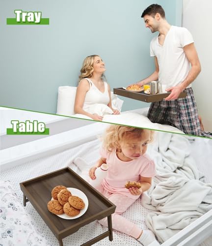 Artmeer FSC 100% Bamboo Bed Tray with Folding Legs, Large, Walnut