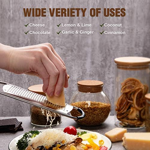 Tomorotec Stainless Steel Cheese Grater w/Wood Handle for Parmesan Cheese