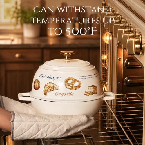 CAROTE Enameled Cast Iron Dutch Oven, 5QT Pot with Lid & Gift Box