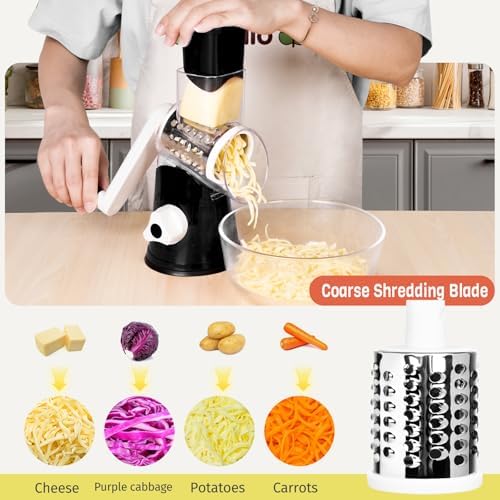 X Home Rotary Cheese Grater for Kitchen, Black