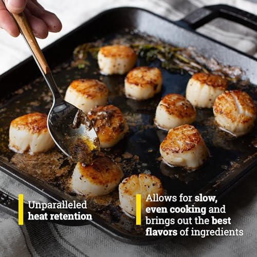 Lodge 11" Cast Iron Square Grill Pan - Chef Collection - Pre-Seasoned Cast Iron Pan - Versatile Cooking - Indoor & Outdoor Use - Incredible Heat Retention (Pack of 2)