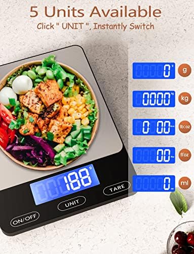 Food Scale -33lb Digital Kitchen Scale for Food Ounces Grams Rechargeable