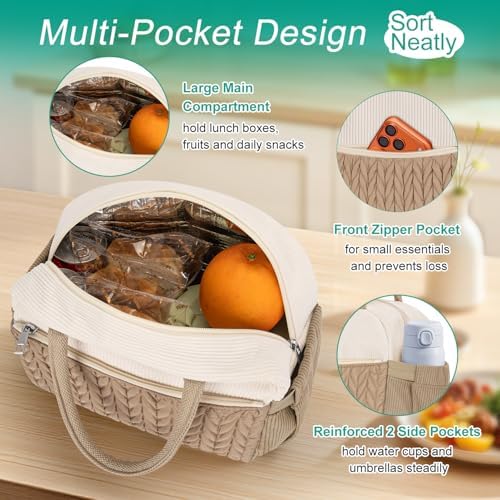 Coobiiya Lunch Box Lunch Bag for Women Men,Reusable Cute Lunch Pail bag,Leakproof,Insulated LunchBox Tote Compact 10L, Cooler Lunch Container for Work Travel Office