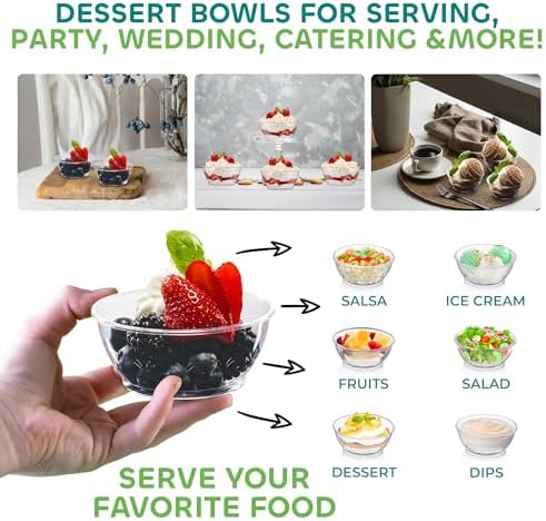 6 Oz Clear Mini Plastic Dessert Bowls (100-Pack) Disposable Serving Bowls