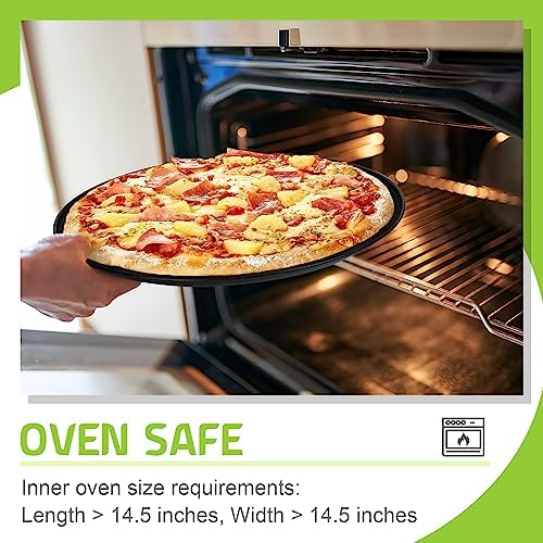 P&P CHEF Pizza Pan Set of 2, 13.5 Inch Stainless Steel Pizza Tray, Black
