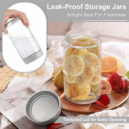 Overnight Oats Containers with Lids, 24oz Wide Mouth Mason Jars with Lids, 9 Pack Glass Jars with Airtight lid for Chia Pudding Yogurt Salad, Meal Prer Oatmeal Jars, Gray