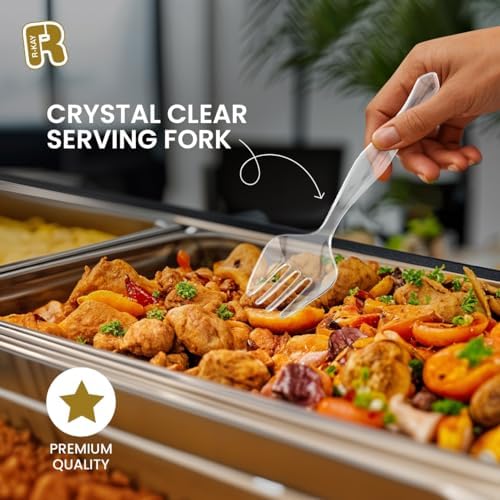 18 Pcs Clear Plastic Serving Utensils Set - 6 Clear Plastic Serving Spoons, 6 Tongs And 6 Forks - Heavy Duty Disposable Serving Utensils Set For Parties