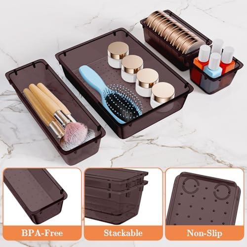 SpaceHacks 25 PCS Plastic Drawer Organizer, 4-Size Versatile Organizer Trays & storage Bins