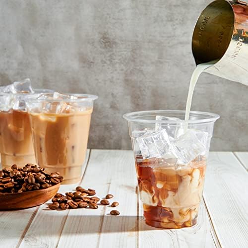 Turbo Bee 200 Pack 12 OZ Clear Plastic Cups, Disposable Crystal Plastic Party Cups for Iced Coffee, Smoothie, Slurpee, or Any Cold Drinks