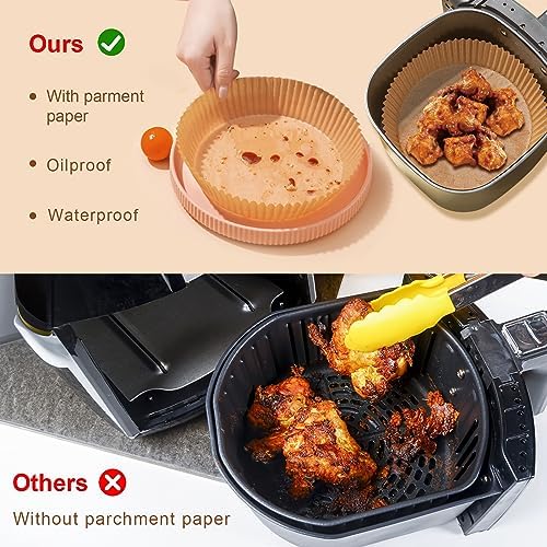 Air Fryer Liners Disposable, 100PCS Non-stick Disposable Airfryer Liners, 8 Inch Unbleached Parchment Paper, Round Airfryer Paper Liners for 5-8QT Air Fryer, Baking, Roasting Microwave