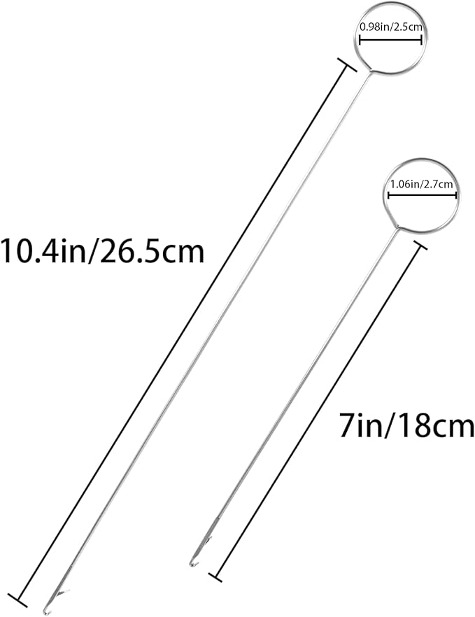 2 PCS Loop Turner Hook with Latch, 10.4" & 7" Stainless Steel Sewing Loop Turner Hook with Latch, Sewing Accessories and Tools, DIY Knitting Accessories, Sewing Concepts