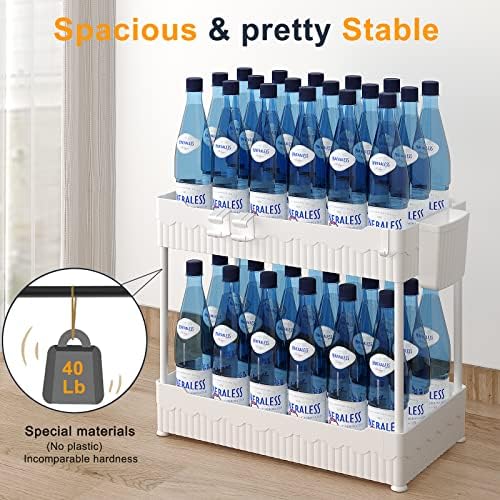 Sevenblue 2-Pack Under Sink Organizer with Hooks & Hanging Cup for Kitchen