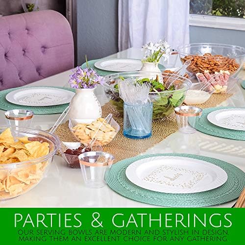 PLASTICPRO Disposable Square Serving Bowls, Party Snack or Salad Bowl, Plastic Clear or White Pack of 4 (8 OUNCE, Clear)