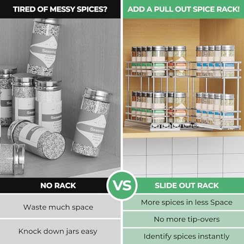 Mystozer Pull Out Spice Rack Organizer for Cabinet, Slide Out Spice Racks