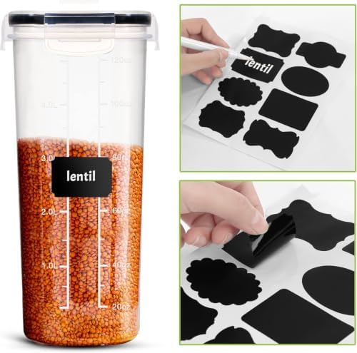 Utopia Kitchen Cereal Containers Storage Set with Lids, 6 Pack, 4L, Clear
