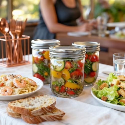 ComSaf 16 oz Wide Mouth Mason Jars Bulk Set, 8 Pack Jars with Lids