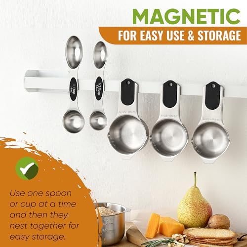 Spring Chef Magnetic Measuring Cups & Spoons Set of 9 with Leveler, Black