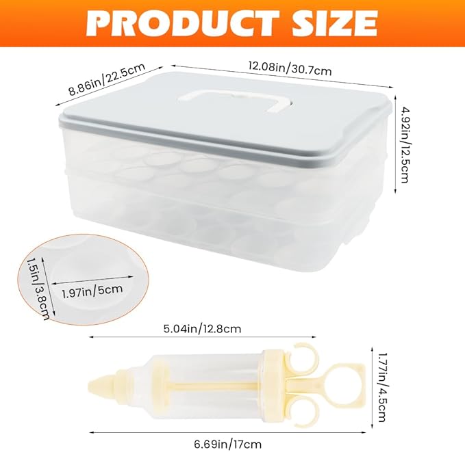 2-Layer Easter Deviled Egg Containers With Lid,48PCS Deviled Eggs Tray Carrier with Hand Injector Piping Tool, Platter Holder Organizer for Refrigerator Party Picnic Travel