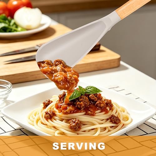 3 Pack Silicone Cooking Spoon for Nonstick Cookware, Silicone Spatula Spoon