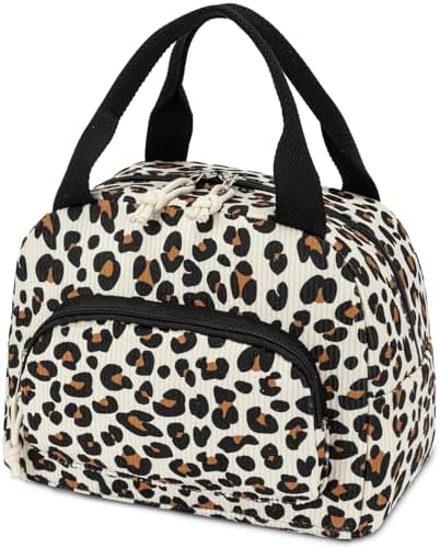 Lunch Bag Women Lunch Box for Women Adult Cute Insulated Lunch Bag Small Cooler Lunch Tote Bags for Work Picnic School (Leopard)