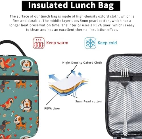 Cute Dog Insulated Lunch Box for Kids, Small Cooler Lunch Bag lunchbox for School, Toddler Lunch Box for Girls boys, Waterproof Durable Portable Lunch Tote Bag Food Container for Travel Picnic Work