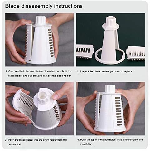 Rotary Cheese Grater Shredder 5-in-1 Tumbling Box Mandoline Vegetable Julienne Slicer Waffle Cutter Nut Chopper, Black