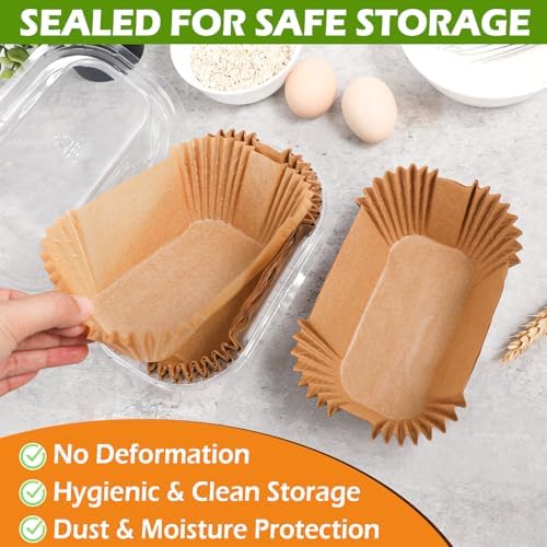 Webake 100Pcs Unbleached Parchment Paper Mini Loaf Pan Liners for 6x3 Small Banana Bread Pan, Ready-to-Use, Non Toxic Baking Papers