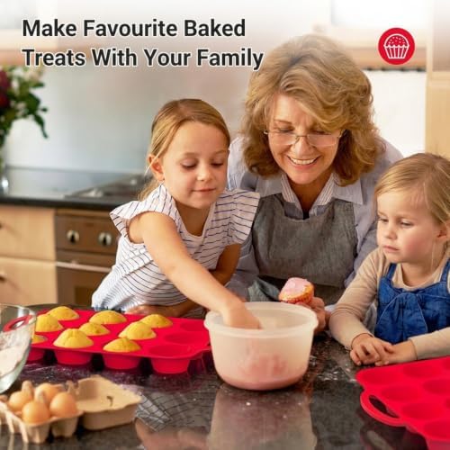 Redfly 2 Pack Silicone Muffin Pans for Baking with Metal Reinforced Frame
