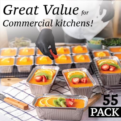 (55 Pack Aluminum Loaf Pans with Lids 1.5 LB Disposable Bread Tins for Baking, Lunch Containers, Single Serve Baking Dishes - Foil Loaf Pans, Aluminum Bread Pans 7.8 x 4.3 x2 Inches